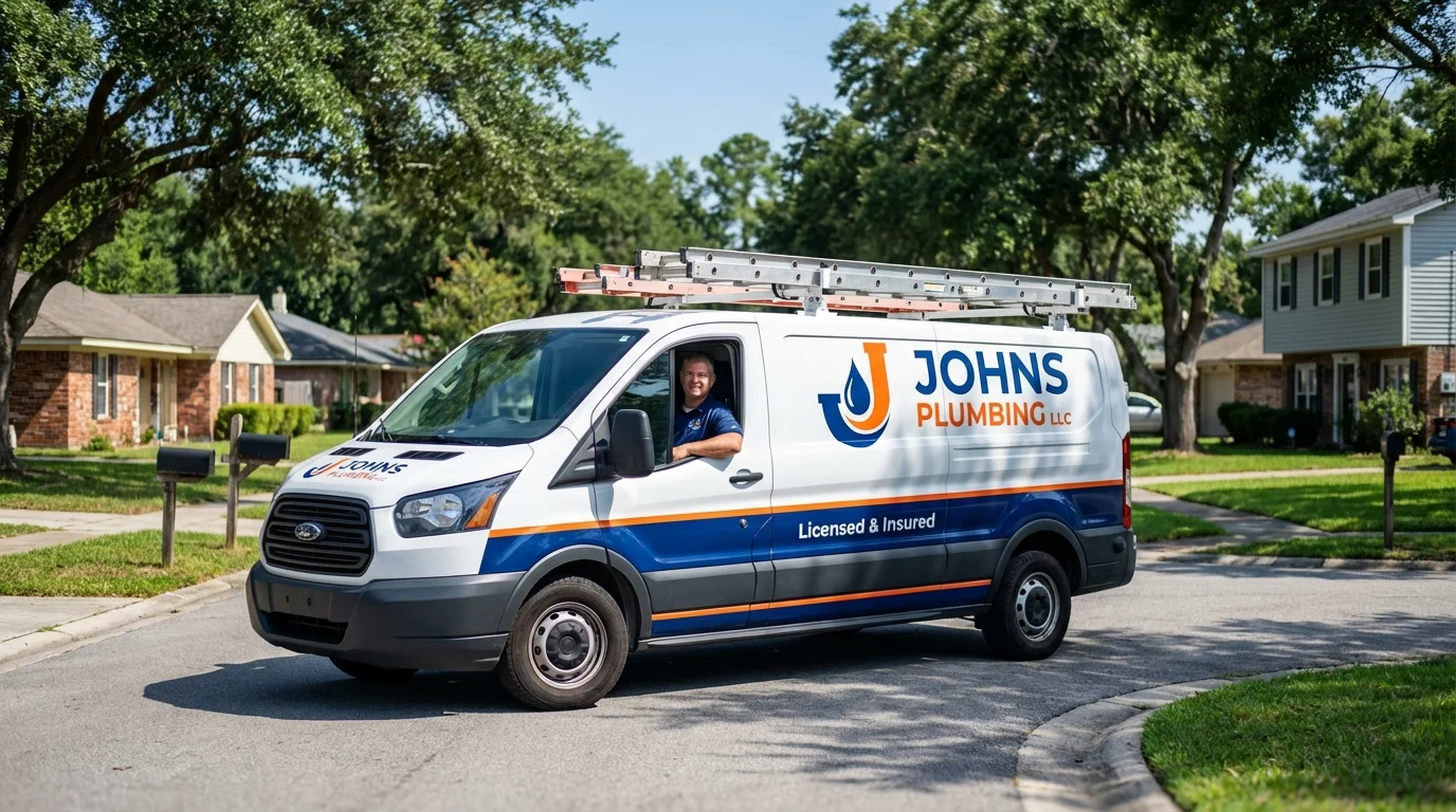 Johns Plumbing LLC service van in Congers, NY