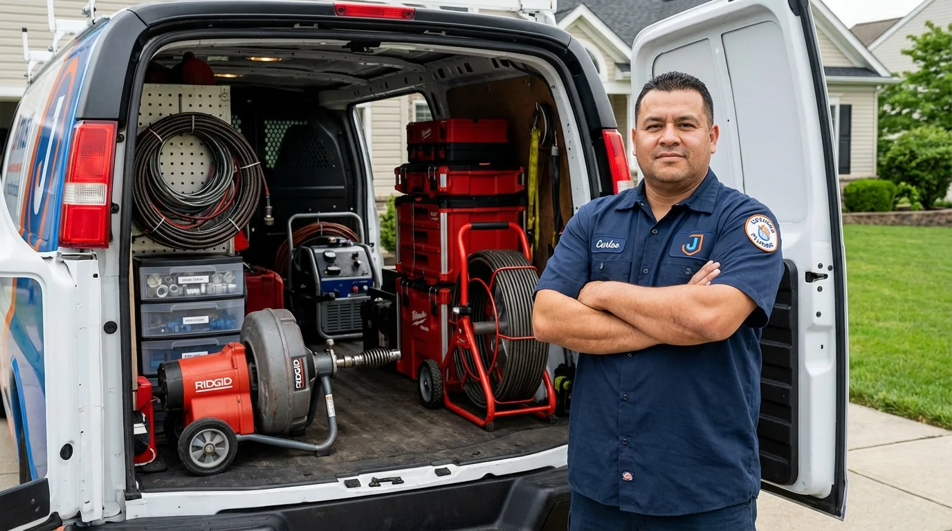 Professional drain cleaning equipment and Johns Plumbing LLC plumber in Congers