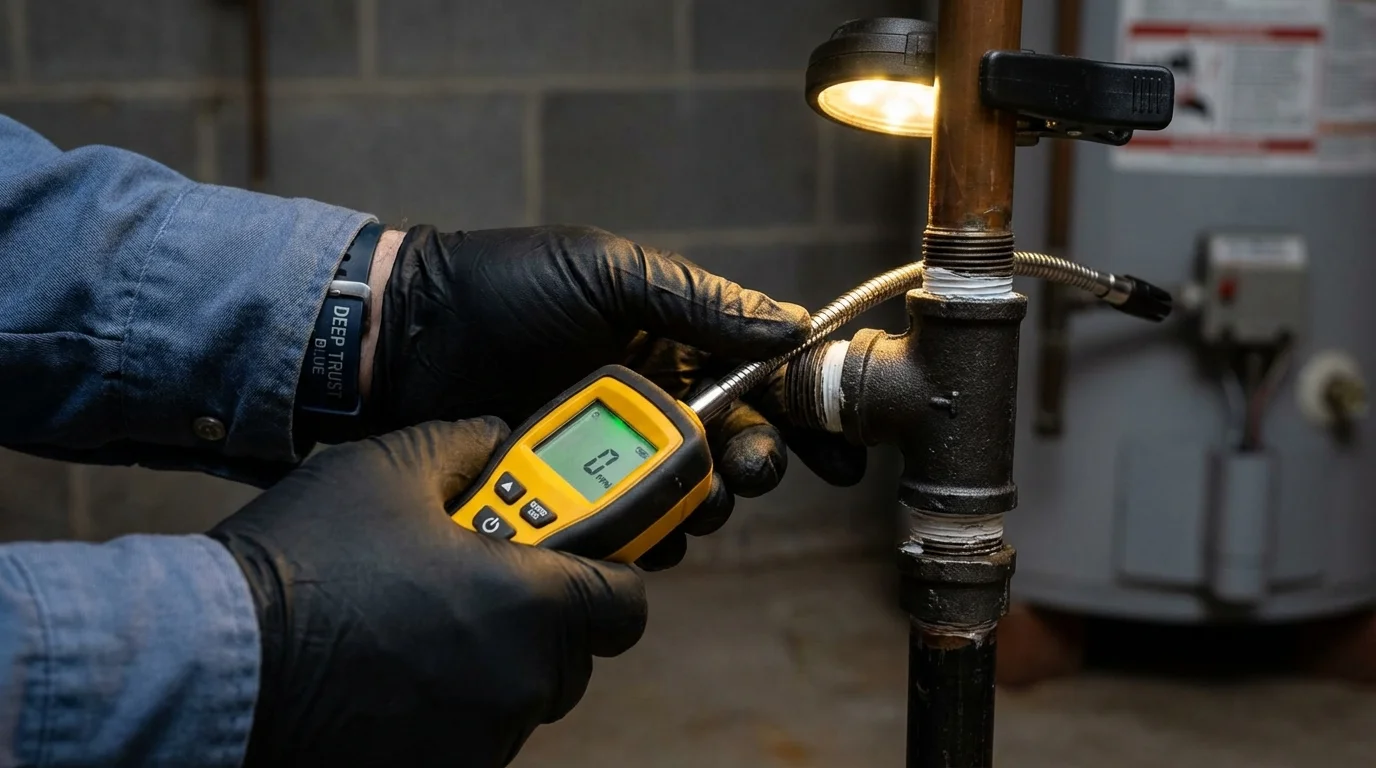 Gas leak detection with electronic sniffer by Johns Plumbing LLC in Congers