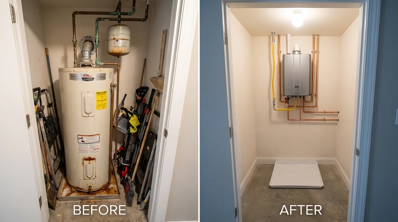 Tank water heater versus wall-mounted tankless unit comparison for Congers, NY homeowners